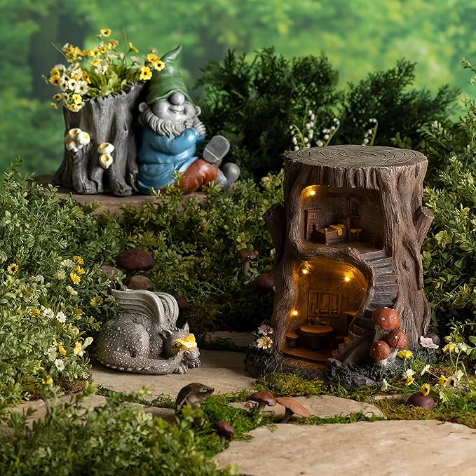 Evergreen Garden Baby Dragon Statue with Butterfly Solar Light | 8x7x6 Inches | Solar Dragon Garden Statues and Figurines Outdoor Indoor Decorations for Home