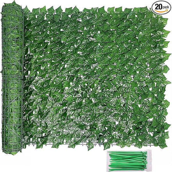 Bybeton 80"x120" Artificial Ivy Privacy Fence Screen - Fade-Resistant Faux Greenery Hedge Panels for Outdoor, Deck, Patio, Balcony & Chain Link Fence Cover