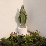 Virgin Mary Statue, 31.1'' H Outdoor Statue Garden Decor Mother Mary Statue for Patio Yard Home Hallway Entryway Magnesium Oxide Stone Large Outdoor/Indoor Decor Sculptures Gray Green