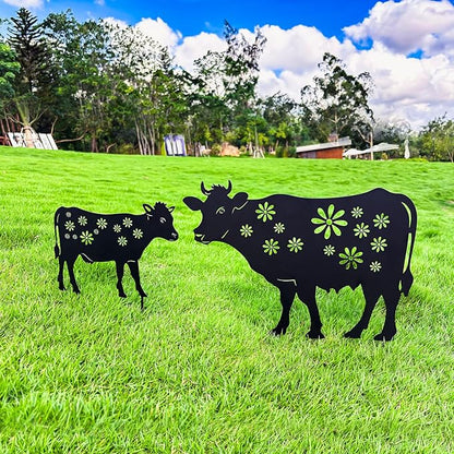 Cow Metal Stakes Garden Decor,Gifts for Women/Men/Cow Lovers,Black Silhouette Statues Outdside Decoration for Summer Garden Decor,Patio,Lawn,Backyard,Pathway,Forests,Walkway