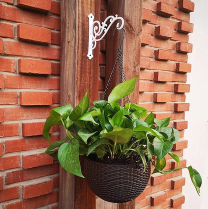 Iron Hanging Planter Bracket, 2 Pcs 6-Inch Wall Hooks for Hanging Birds Feeders, Latern, Wind Chimes, Coat, Decorative Indoor Outdoor (Screws Included, White)