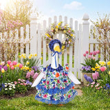 Abbylike 1 Set Spring Porch Goose Outfits Flower Lolita Dress Hat Floral Goose Clothes Costume Fits Large 23'' Cement for Spring Summer Outdoor Garden Yard Patio Lawn Statue Pathway Art Decorations