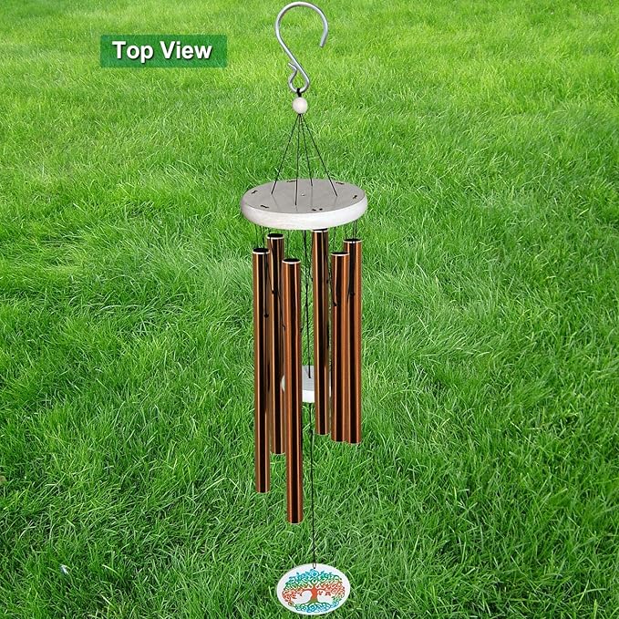 FONMY Wind Chimes Outdoor with Colorful Tree of Life Symbol Memorial Windchimes for Loved One Great Wind Chime Gifts 33 inches Copper Color Garden Home Yard Hanging Decor