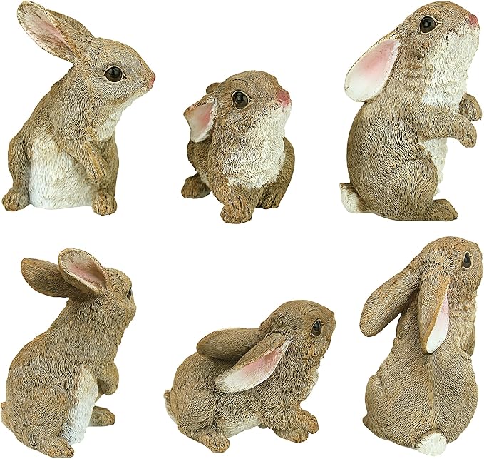 Design Toscano The Bunny Den, Garden Rabbit Statue: Set of Six