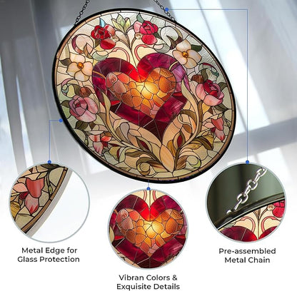 Personalized Name Valentine Heart Stained Glass Window Hanging by Clare Donovan Suncatcher Stained Glass Valentine