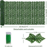 ODTORY Artificial Fence Privacy Screen: 5FT x 20FT UV-Anti Faux Greenery Backdrop Ivy Chain Link Shades Panels for Patio, Balcony, Garden,Deck,Backyard Indoor Outdoor Green Wall Decor
