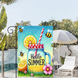 HOMETITUTE Hello Summer Garden Flag Mason Jar Flag 12x18 inch Double Sided Beach Seasonal Flags Yard Outdoor Lawn Decor Rustic Nautical Seasonal Farmhouse Decorations