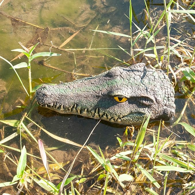 Floating Alligator Head Decoy for Ponds & Pools – Realistic Crocodile Head Garden Decor, Floating Alligator Garden Accent for Pond, Pool, and Yard Decoration