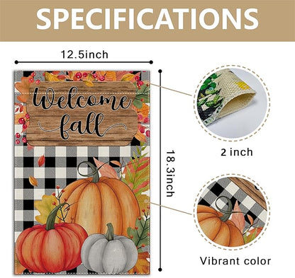 Garden Flags, Garden Flag, Stained Glass Style Pumpkin Maple Leaf Double-Sided Flags for Farmhouse Yard Outdoor Decoration-12 x 18inch (Pumpki6)
