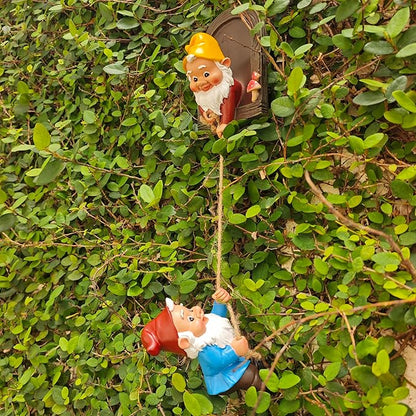 Funny Climbing Gnome Tree Hugger Decor, Garden Sculpture Decoration Elf Out The Door, Yard Ornament Resin Statue Outdoor Decor for Patio Lawn