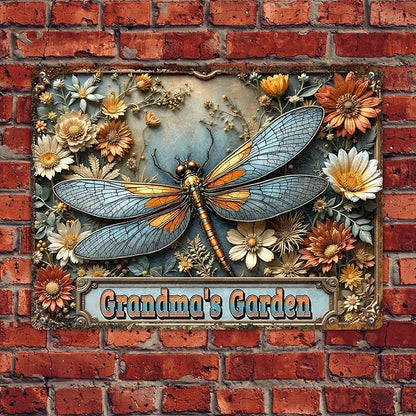 Personalized Metal Signs with Name Made in USA Custom Dragonfly Garden Sign Vintage Decorative Metal Print for Wall Decor Customized Home Garden Ideas Gifts Artwork Prints for Yard Ourdoor