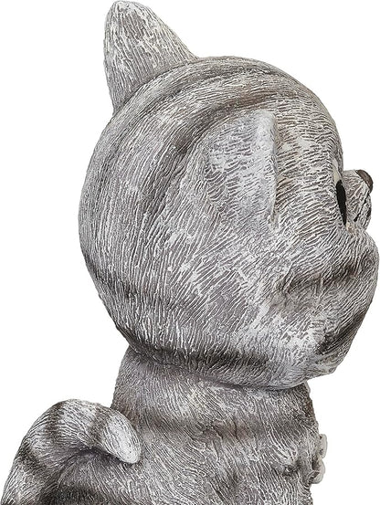 Roman 7.5” Adorable Cat on Rock Garden Statue – Outdoor Figurine – Whimsical Yard, Lawn, or Patio Decor for Cat Lovers
