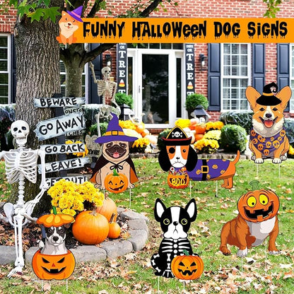 6 PCS Halloween Dog Decorations Cute Halloween Yard Sign with Stakes Dog Yard Decorations Halloween Yard Decorations Outdoor Signs