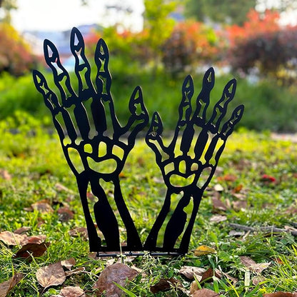 Halloween Decorations Outdoor, Metal Black Hand Decorative Garden Stakes for Halloween Decor, Metal Yard Signs for Outside Garden Lawn Porch Party Decorations
