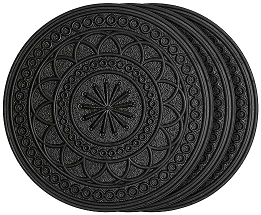 HF by LT Rubber Estate Garden Stepping Stone, Round, 11-3/4 Inches, Black, Set of 3