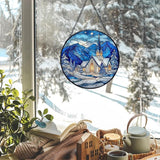 Christian Church Christmas Stained Glass Window Hanging Suncatchers, Religious Winter Sun Catchers Indoor Window Glass Wall Art Decor, Winter Wall Hanging Decorations Sculptures, 7.9x7.9in