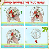 FLAGWIX Cardinal Gifts for Women Men - Cardinal Decor 3D Stainless Steel Wind Spinners Outdoor 12 in - Garden Spinners Outdoor, Cardinals Wind Spinner for Garden Decor, Gardening Gifts for Mom Grandma