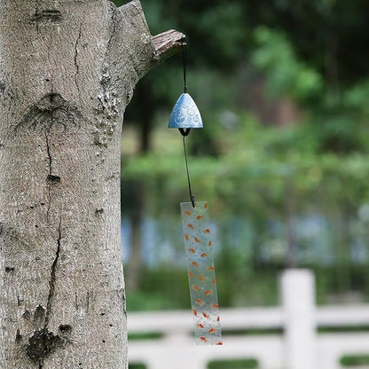 Japanese Wind Chime Cast-Iron Outdoor Ornament for Garden, Patio & Balcony, Hanging Metal Wind-Bell Decoration Gift, Blessing Pendant Windchimes & PVC Wind-Catcher, Bubbles