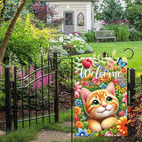 BlissYard Spring Cat Garden Flag 12x18 Inches Double Sided Cute Colorful Floral Sunflower Butterfly Welcome Yard Flags Summer Seasonal Flower for Outside Decor Home Farmhouse Holiday Decorations