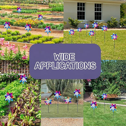 BATTIFE Reflective Pinwheels for Yard and Garden, Pre-Installed Sparkly Blind Birds Pin Wheel, Scare Birds & Animal Away Wind Spinner, 10 Pack (Colorful)