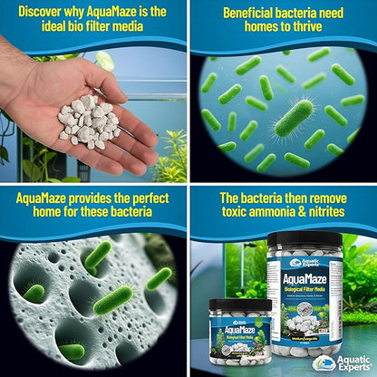 AquaMaze Aquarium Bio Media – 500 mL for Freshwater & Saltwater Tanks, Compatible with Canister, Sump & HOB Filters