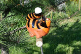 Ceramic Decoration for Garden and Yard | Outdoor Ornament with Stake | Happy Cat | GKW11