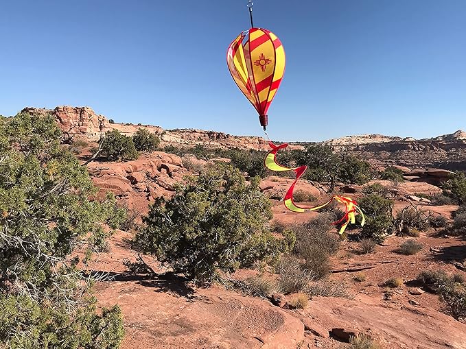 In the Breeze New Mexico Hot Air Balloon Wind Spinner,11" W x 17" H, 30" Tail