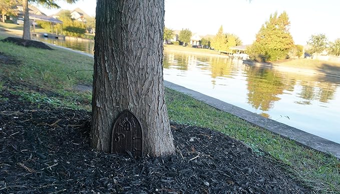 Lulu Decor 100% Cast Iron Miniature Fairy Door + 2 Windows with Glow in Dark Paint, Garden Ornament for Bottom of Trees (8 inches)