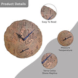Lily's Home Hanging Wall Clock, Includes a Thermometer, Ideal for Indoor and Outdoor Use, Wonderful Housewarming Gift for Friends, or for Any Butterflies Lovers, Polyresin