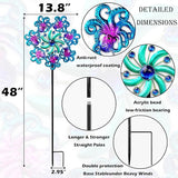 Octopus Wind Spinners 49" Garden Spinner Stake Outdoor Large Metal, Windmills Gifts for Mother's Day Birthday Lawn Patio Decor（Blue）