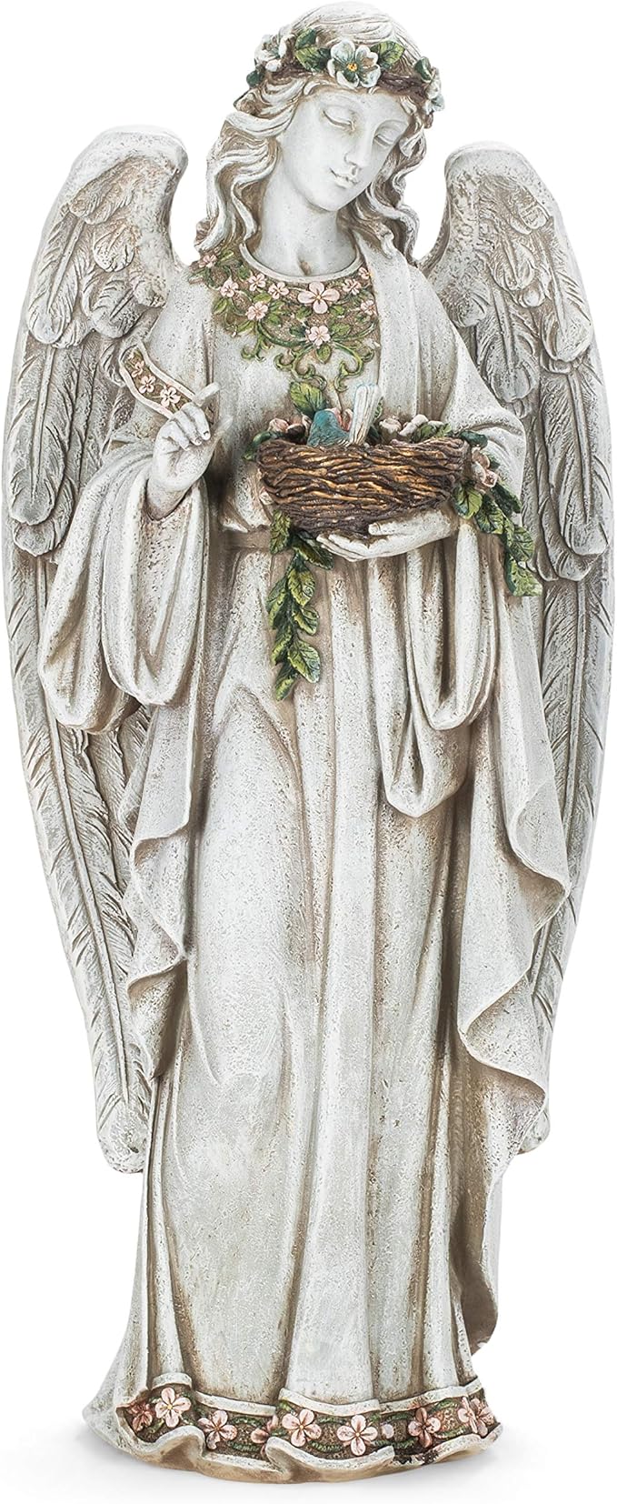 Joseph's Studio by Roman 24-Inch Angel Holding Bird's Nest Statue – Outdoor Garden Decor, Religious Angel Figurine for Yard, Memorial, or Cemetery
