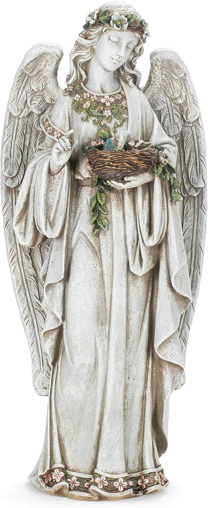 Joseph's Studio by Roman 24-Inch Angel Holding Bird's Nest Statue – Outdoor Garden Decor, Religious Angel Figurine for Yard, Memorial, or Cemetery