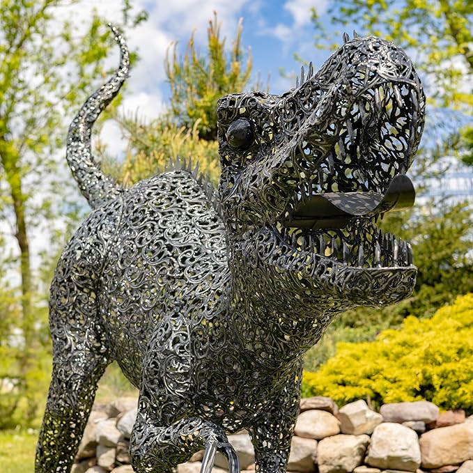 Zaer Ltd. 7.33ft. Tall Giant Metal Tyrannosaurus Rex Garden Statue Chompers