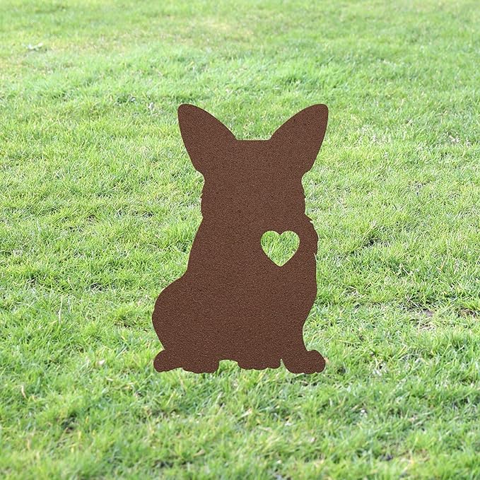 Personalized Corgi Garden Statue Stake,Custom Pembroke Welsch Corgi Outdoor Yard Art Decor,Memorial Remembrance Sculpture for Yard Garden Porch Lawn Grassland Park Farm Flowerpot Decor.