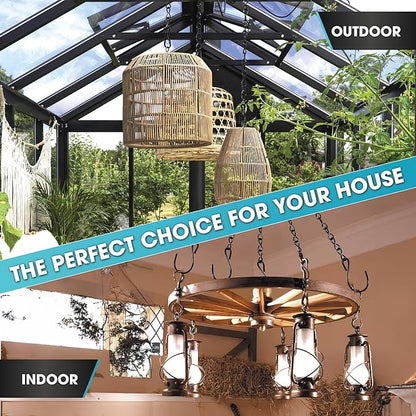 [Upgraded] 236” Black Electroplated Steel Hanging Chain with S-Hooks, Snap Hooks, Ceiling Hooks & Pliers, 33LBS Load Bearing, Adjustable Length for Hanging Bird Feeders, Planters, Lanterns, Billboards