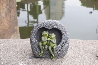 Garden Sulpture Frog Lover Statue Cute Frog Decor for Outside, Gift of Garden Statues and Figurines Outdoors,7.09 Inch