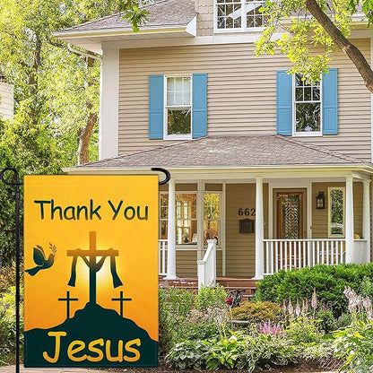 Thank You Jesus Garden Flag 3 Ply 12x18 Inch Christian Garden Flag Vertical Double Sided Jesus Garden Flags for Outside Indoor House Outdoor Yard Patriotic Sign Decor