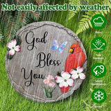 God Bless You-Resin Stepping Stone,Outdoor Garden Pathway Decoration,Round Red Hummingbird Decorative Stone for Garden,Walkway Sculpture Yard Art for Patio,Home Decor