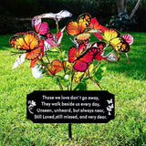 Solar Butterfly Memorial Stake for Graves - Metal Cemetery Garden Decor with LED Lights - Sympathy Remembrance Plaque to Honor Mother Father - Weatherproof Outdoor Bereavement Tribute(with Flowers)