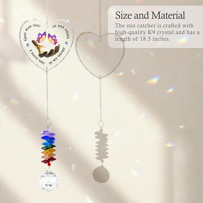 Glass Ornament Suncatcher - I Have You in My Heart - Sympathy Gift for Loss of Loved One - Grief Heaven Keepsake - Mother's Day for Mom Dad Sisters Brothers Grandparents