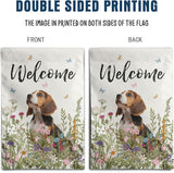 Floral Beagle Garden Flag Spring Summer House Flags 28 x 40 Double Sided Flower Dog Yard Flags for Outside Large Outdoor Welcome Flags