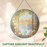FLAGWIX Cat Gifts for Women - Stained Glass Window Hanging 10 in - Cat Lady Gifts for Women Mom Grandma Pet Lovers, Suncatchers for Windows Hanging Coastal Decor, Suncatcher Decorations for Home