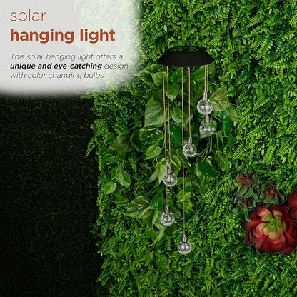 Alpine Corporation RGG644SLR-CC Outdoor Solar Hanging Color Changing Light, 28" Tall, Black