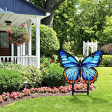 1 Pcs Spring Metal Butterfly Garden Stakes Decor 16.5 Inch Decorative Blue Butterfly Yard Stake Outdoor Insect Decor Metal Garden Art Ornaments for Patio Porch Lawn Backyard