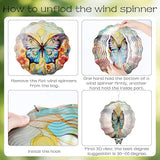 Butterfly Wind Spinners Outdoor - 3D Steel Stainless Flower Hanging Decor Garden Yard Patio Indoor Outside Art Ornaments 12 Inch Kinetic Sculpture Birthday for Women Mom Wife