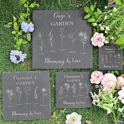 Personalized Garden Stone, Mothers Day Presents, Birth Flower Gifts, Custom Birth Month Flower, Gifts for Mom and Grandma