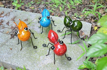 GIFTME 5 Metal Ant Garden Decor Set of 4 Colorful Outdoor Garden Yard Art Wall Sculptures