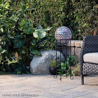 Alpine Corporation HGY438 Outdoor Mosaic Glass Gazing Globe with Colorful Teardrop Design, 10" Diameter, Multicolor