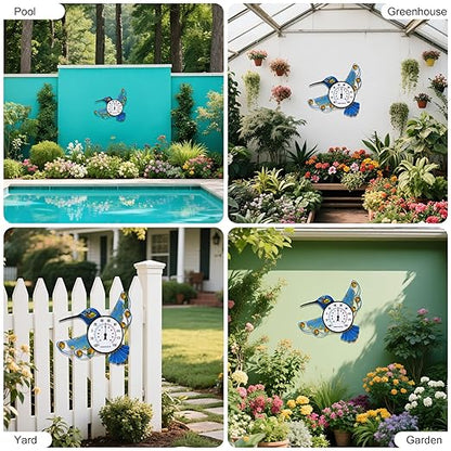 Indoor Outdoor Thermometer, Hummingbird Wall-Mounted Outdoor Thermometers Waterproof Decorative for Patio, Garden, Yard, Room, Large Number Easy to Read No Batteries Required