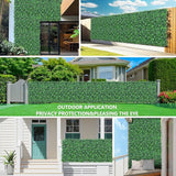 Grooy 48"x 144"(47 sq.ft) Artificial Boxwood Roll Panels with Flowers, UV-Anti Faux Ivy Leaves Privacy Fence Screen, Grass Wall Roll Panels for Indoor Home Decor and Outdoor Garden Backyard